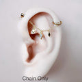 Dainty Industrial Barbell Kite CZ Chain (only) for Piercing, Gold Sterling Helix Chain Piercing, Conch Chain Piercing 14g, 16g, 18g