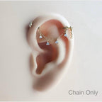 Dainty Industrial Barbell Diamond CZ Chain (only) for Piercing, Gold Sterling Helix Chain Piercing, Conch Chain Piercing 14g, 16g, 18g