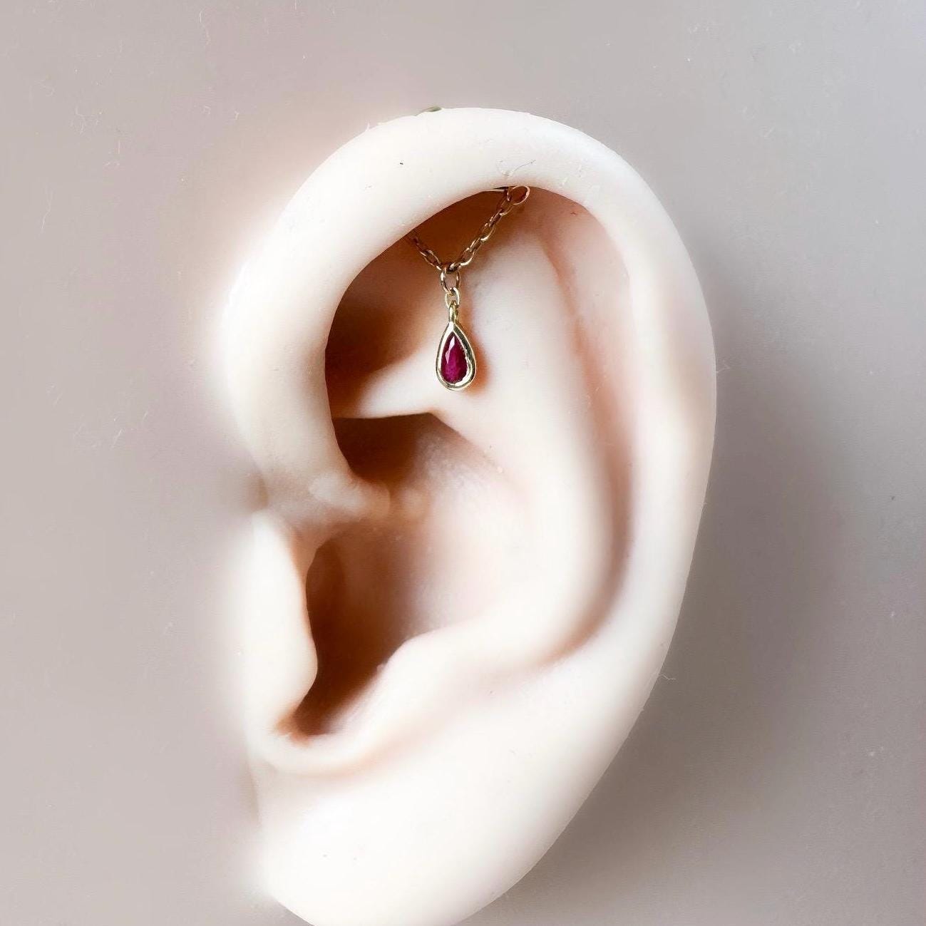 Hidden Helix Piercing 16g F136 Implant Grade Titanium Sapphire CZ flat piercing, helix labret, hidden rook piercing