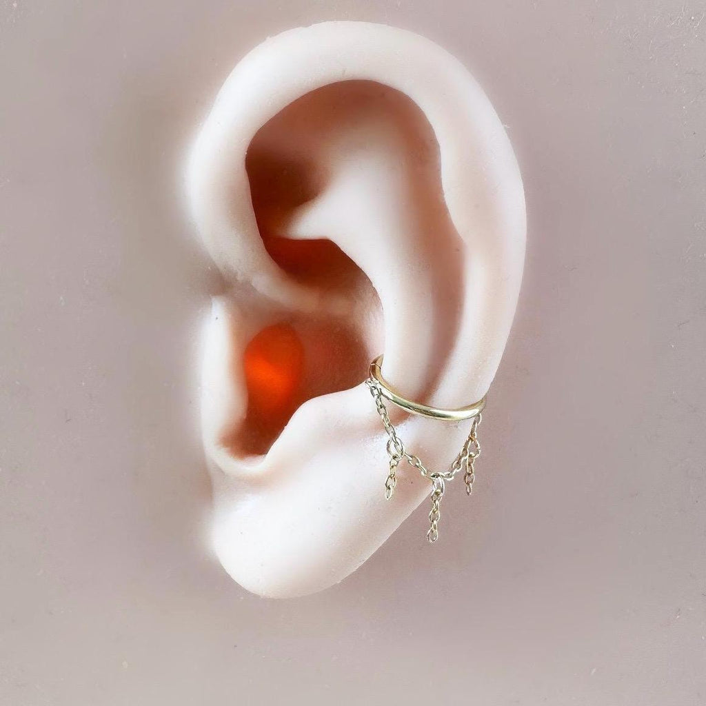 18g-14g, 6mm-12mm Titanium Chain Tassel Conch Hoop, Helix Hoop, Simple Minimalist