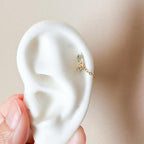 Dainty Double Chain Moss Agate Helix Piercing, cartilage piercing, hoop huggies, body piercing, chain earrings, helix hoops, minimalist