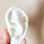 Dainty Double Chain Moss Agate Helix Piercing, cartilage piercing, hoop huggies, body piercing, chain earrings, helix hoops, minimalist