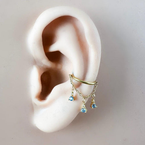 14g 16g 18g 6mm-12mm Dusty Blue Arya Charm Implant Grade F136 Titanium Chain Conch Hoop, helix hoop, gold hoop, silver clicker hoop, segment