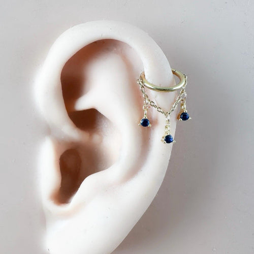 14g 16g 18g 6mm-12mm Sapphire Arya Charm Implant Grade F136 Titanium Chain Conch Hoop, helix hoop, gold hoop, silver clicker hoop, segment
