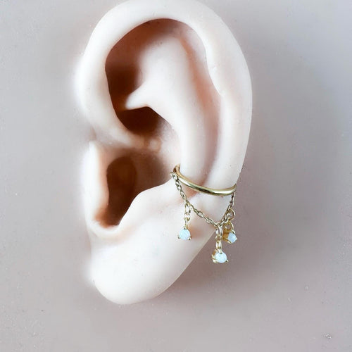 14g 16g 18g 6mm-12mm Opal Arya Charm Implant Grade F136 Titanium Chain Conch Hoop, helix hoop, gold hoop, silver clicker hoop, segment