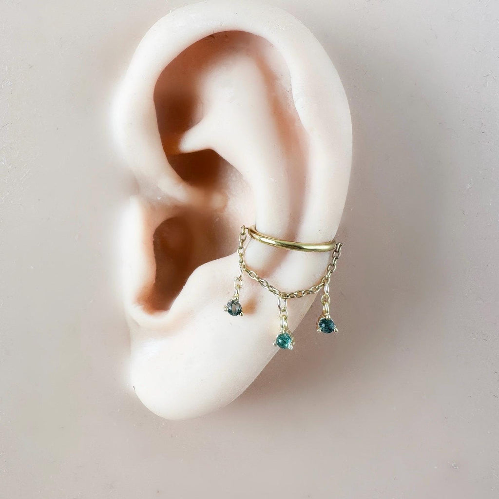14g 16g 18g 6mm-12mm Sapphire Arya Charm Implant Grade F136 Titanium Chain Conch Hoop, helix hoop, gold hoop, silver clicker hoop, segment