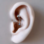 14g 16g 18g 6mm-12mm Dainty Tiny Emerald CZ Vera Dangle Charm Rook Piercing, cartilage piercing, helix hoop, clicker hoop, segment hoop