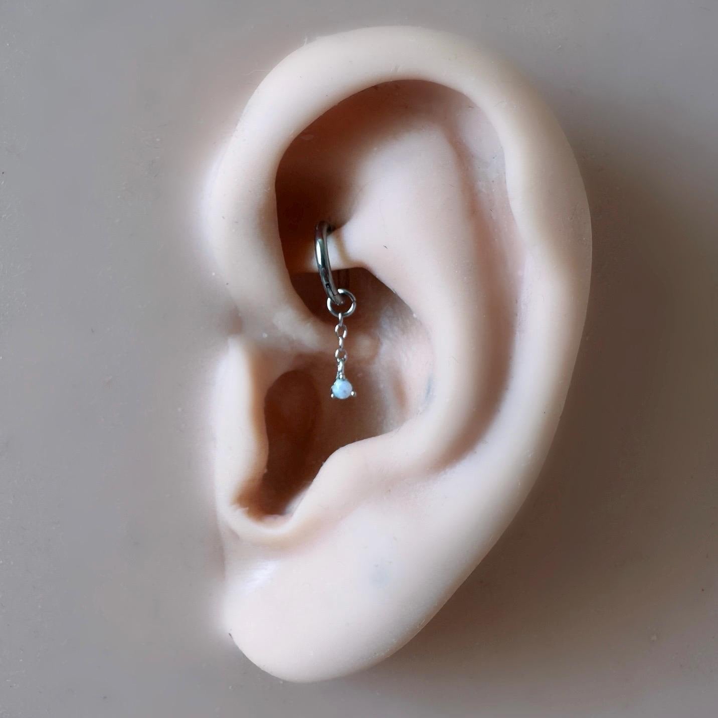 14g 16g 18g 6mm-12mm Dainty Tiny Emerald CZ Vera Dangle Charm Rook Piercing, cartilage piercing, helix hoop, clicker hoop, segment hoop