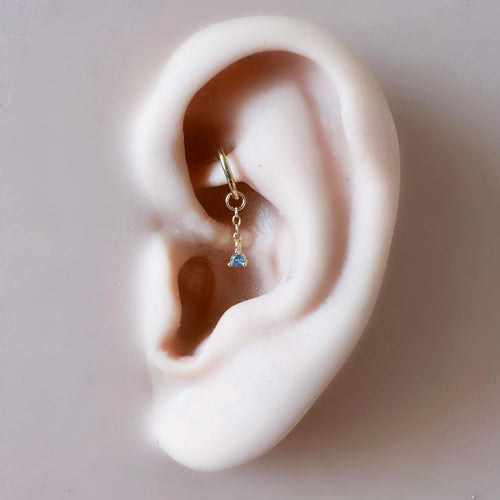 14g 16g 18g 6mm-12mm Dainty Tiny Dusty Blue CZ Vera Dangle Charm Rook Piercing, cartilage piercing, helix hoop, clicker hoop, segment hoop