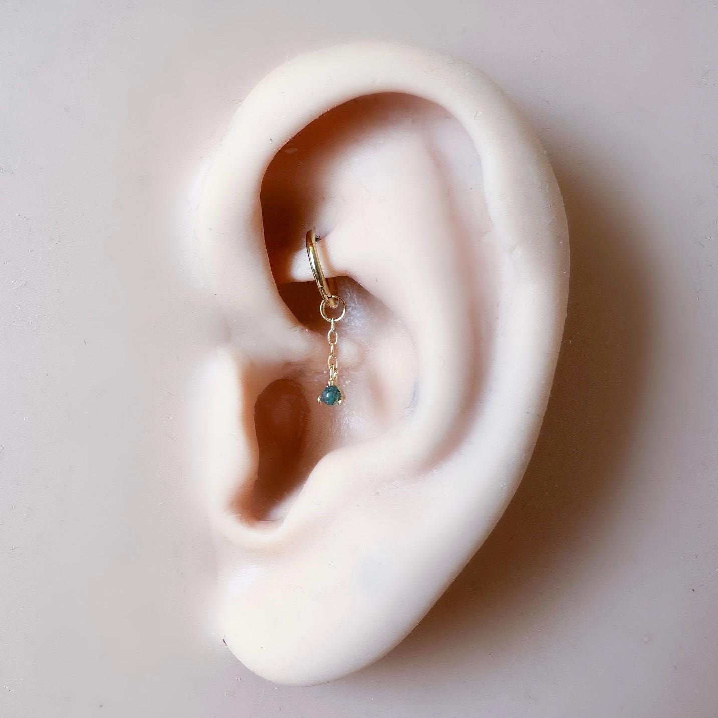 14g 16g 18g 6mm-12mm Dainty Tiny Emerald CZ Vera Dangle Charm Rook Piercing, cartilage piercing, hoop charms, clicker hoop, segment hoop