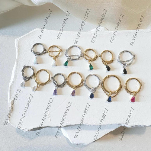 14g 16g 18g 6mm 8mm 10mm 12mm Emerald CZ Cleo Charm Implant Grade F136 titanium Chain Gem Hoop conch, helix hoop, gold hoop, silver hoop