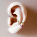 16g 18g 6mm 8mm 10mm 12mm Pink Ruby CZ Cleo Charm Implant Grade F136 Titanium Chain Gem Hoop conch, helix hoop, gold hoop, silver hoop
