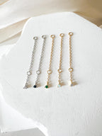Dainty Industrial Barbell Single Emerald CZ Chain (only) for Piercing, Helix Chain Piercing, Chain Earring, Conch Chain Piercing 14g, 16g,