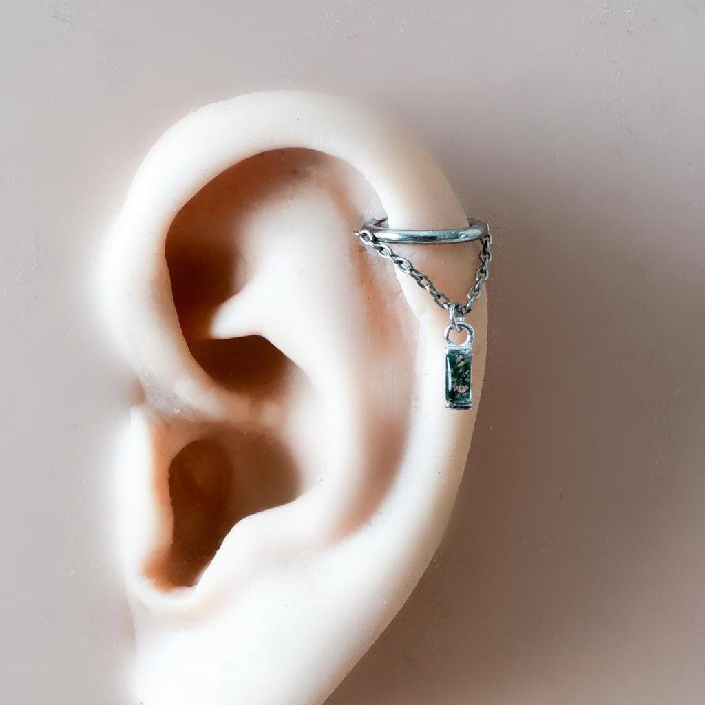 14g 16g 18g 6mm-12mm Aurora Emerald Implant Grade Titanium Chain Helix Hoop, conch hoop, gold hoop, silver clicker hoop, Segment hoop