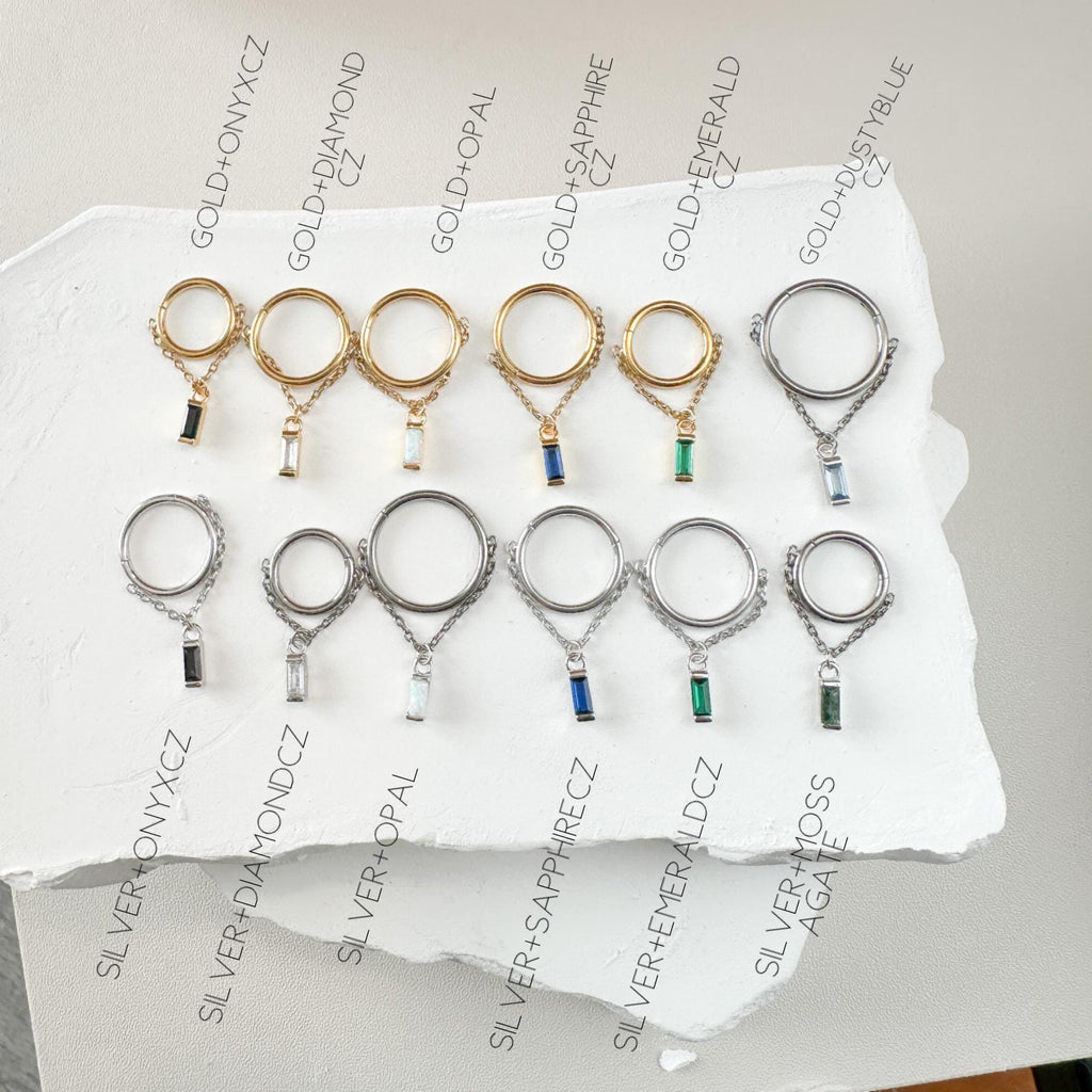 14g 16g 18g 6mm-12mm Aurora Turquoise Implant Grade Titanium Chain Conch Hoop, Helix Hoop, Segment Ring, gold hoop, silver clicker hoop