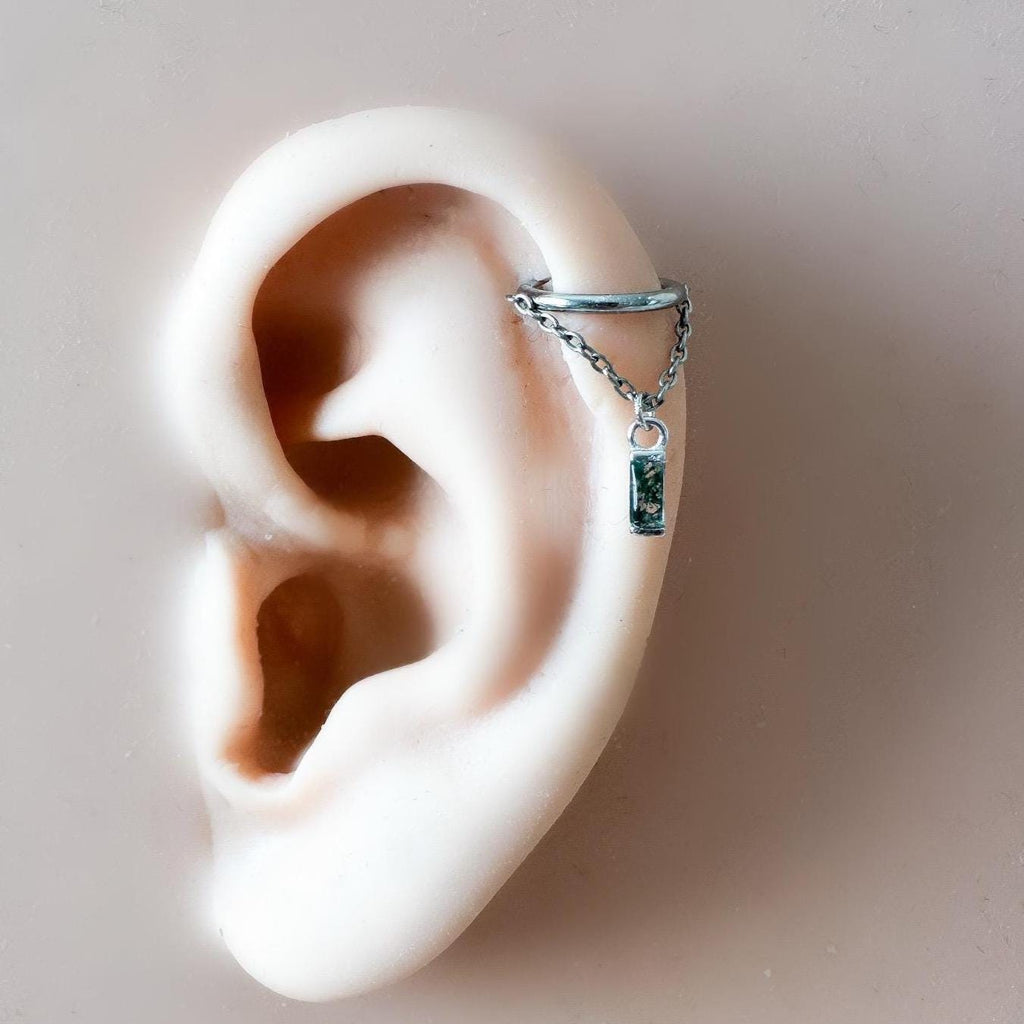 14g 16g 18g 6mm-12mm Aurora Turquoise Implant Grade Titanium Chain Conch Hoop, Helix Hoop, Segment Ring, gold hoop, silver clicker hoop