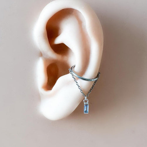 14g 16g 18g 6mm - 12mm Aurora Dusty Blue Implant Grade Titanium Chain Helix Hoop, Segment Ring, Conch Hoop, Gold Hoop, Silver Clicker Hoop