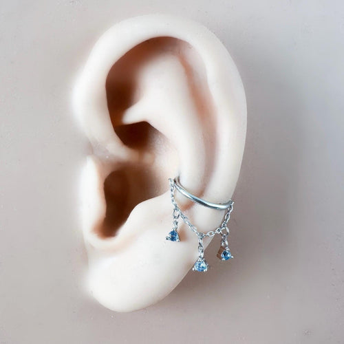 14g 16g 18g 6mm-12mm Dusty Blue Arya Charm Implant Grade F136 Titanium Chain Conch Hoop, helix hoop, gold hoop, silver clicker hoop, segment