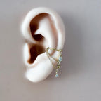 Non Piercing Ear Cuff Dainty Selene Dusty Pink Double Chain Helix Piercing, conch earring, chain piercing, helix hoop, clip on earring