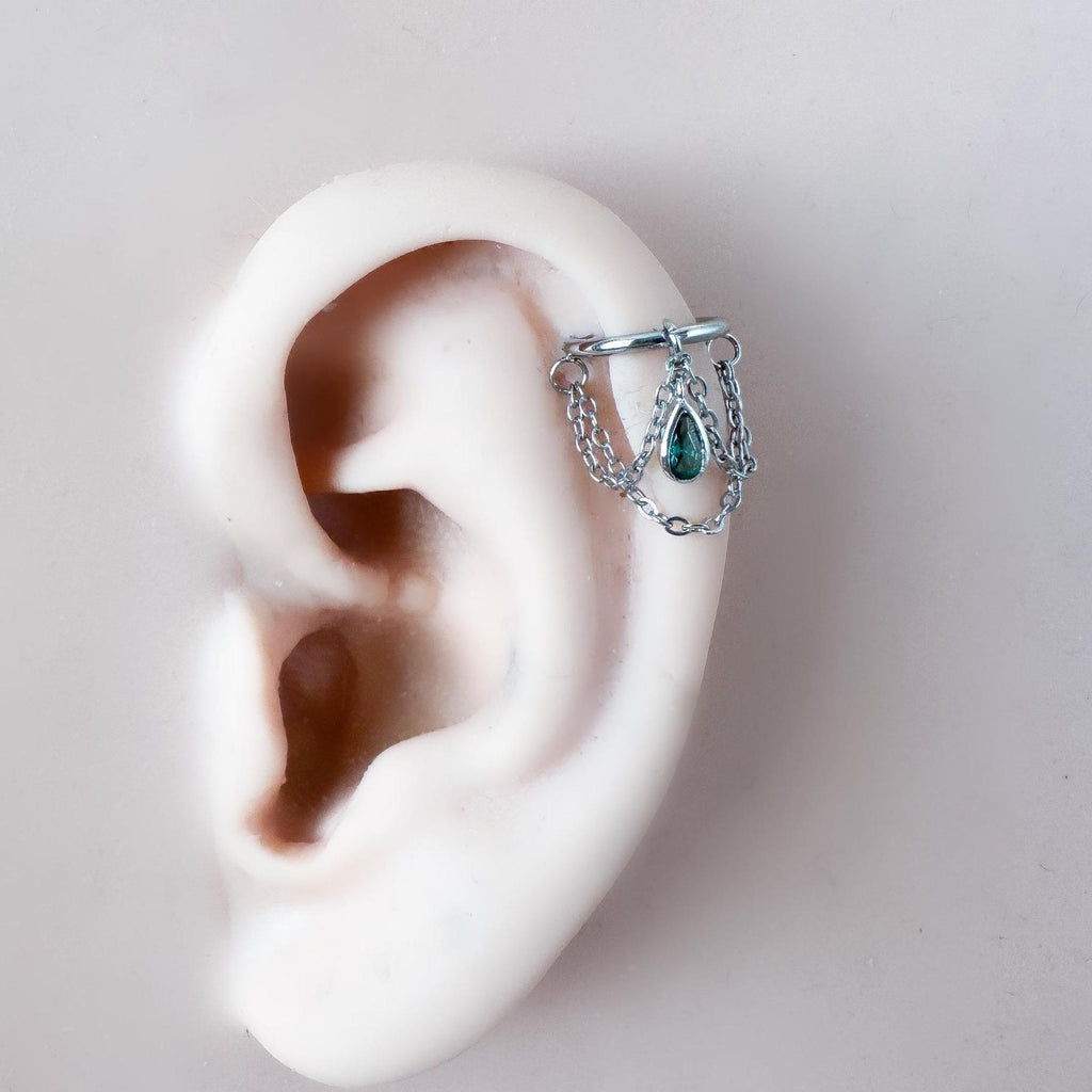 14g 16g 18g 6mm-12mm Camellia Implant Grade Titanium Chain Gem Hoop conch, septum ring piercing , conch hoop, gold hoop, silver hoop