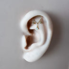 Dainty Hidden Helix Piercing 16g Titanium Selene Silver Emerald CZ flat piercing, helix labret, cartilage piercing, chain piercing