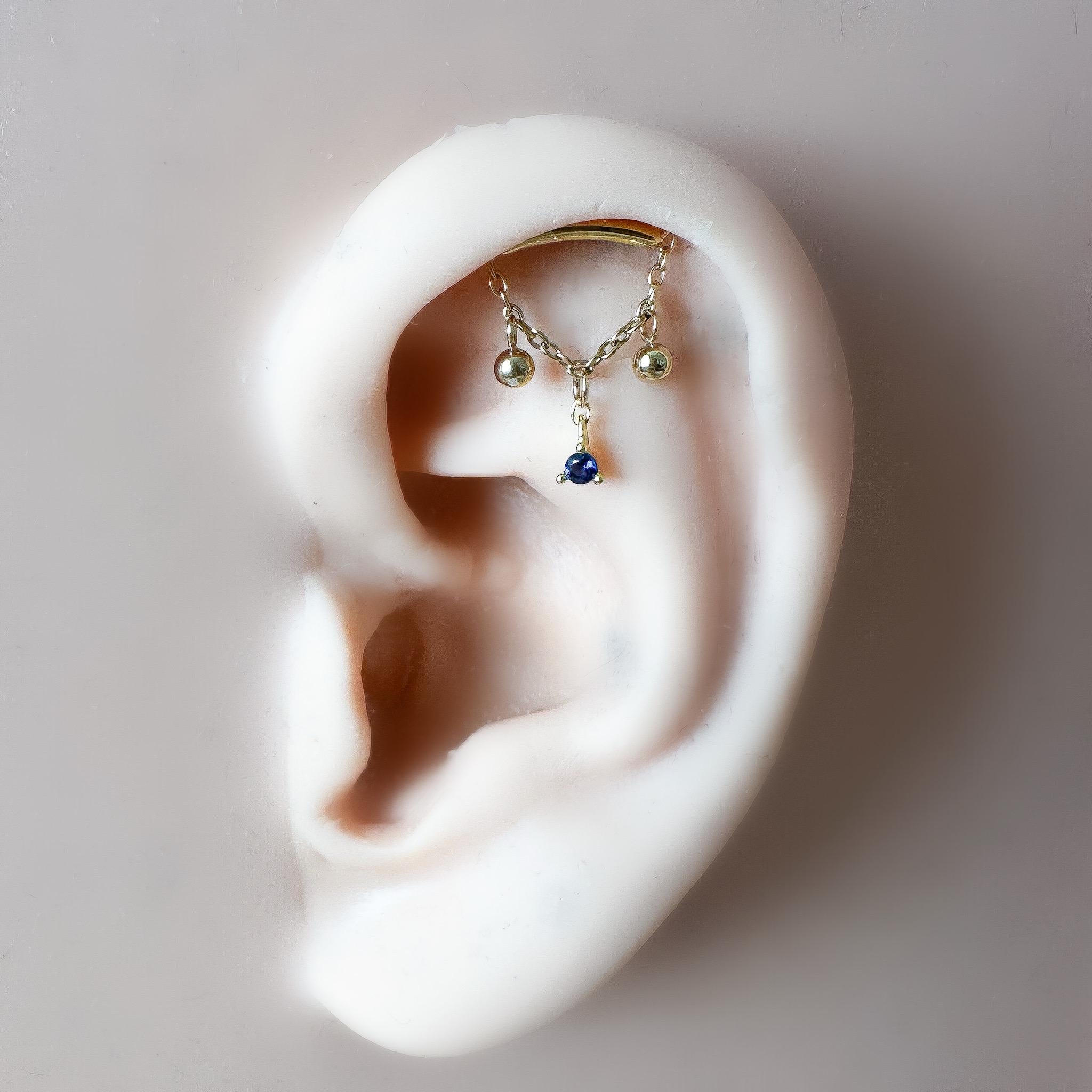 Dainty Hidden Helix Piercing 16g Titanium Selene Gold Moss Agate flat piercing, helix labret, cartilage piercing, chain piercing, 6mm, 7mm
