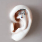 Dainty Hidden Helix Piercing 16g Titanium Selene Silver Emerald CZ flat piercing, helix labret, cartilage piercing, chain piercing