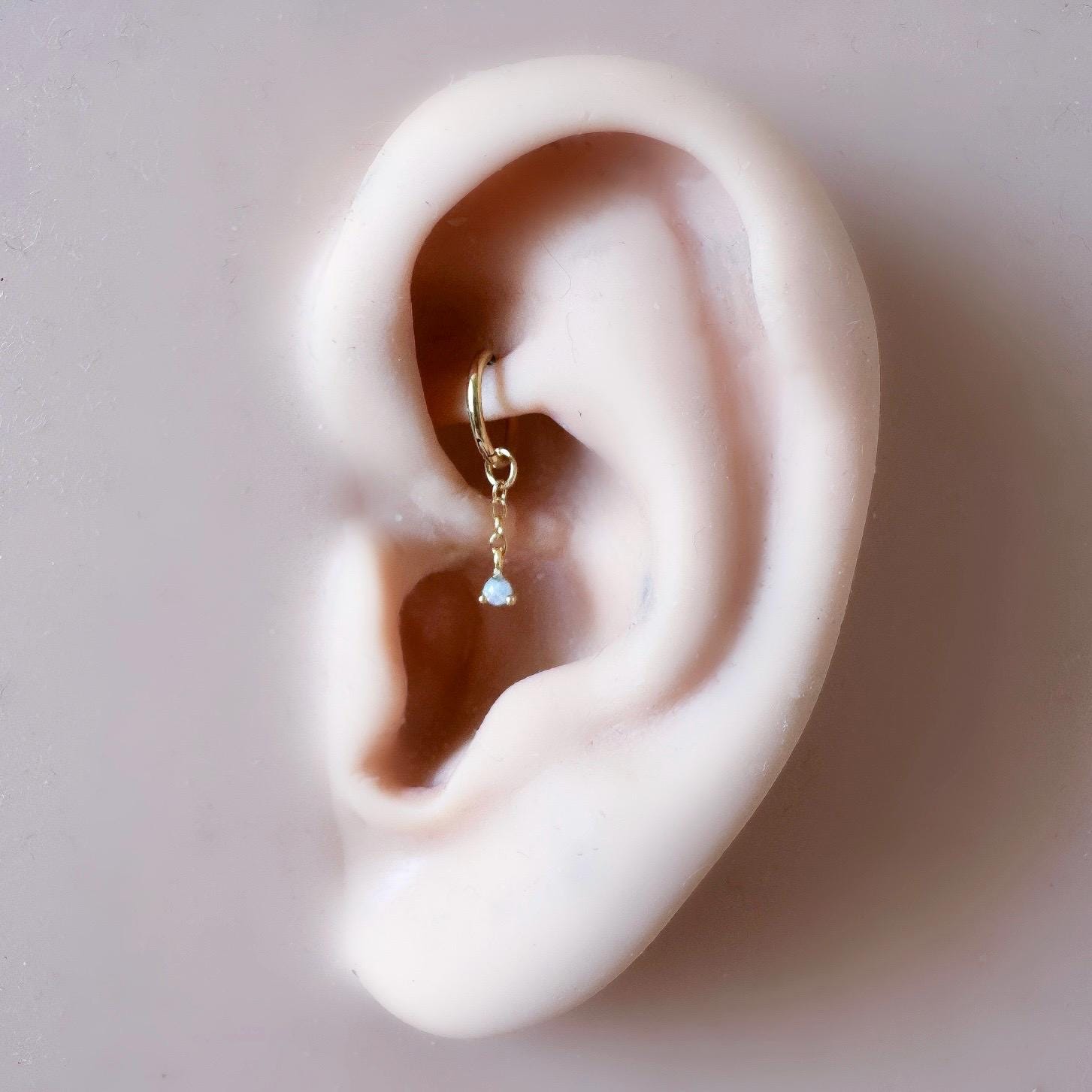 14g 16g 18g 6mm-12mm Dainty Tiny Diamond CZ Vera Dangle Charm Rook Piercing, cartilage piercing, helix hoop, clicker hoop, segment hoop