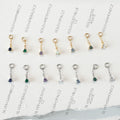 14g 16g 18g 6mm-12mm Dainty Tiny Diamond CZ Vera Dangle Charm Rook Piercing, cartilage piercing, helix hoop, clicker hoop, segment hoop