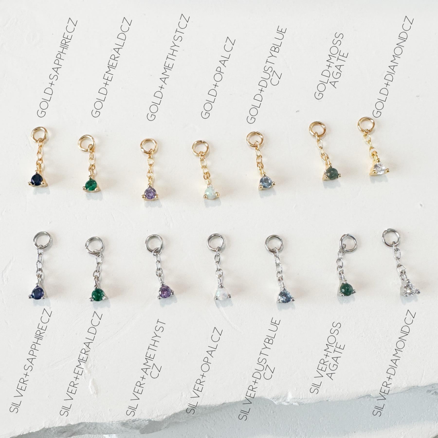 14g 16g 18g 6mm-12mm Dainty Tiny Diamond CZ Vera Dangle Charm Rook Piercing, cartilage piercing, helix hoop, clicker hoop, segment hoop