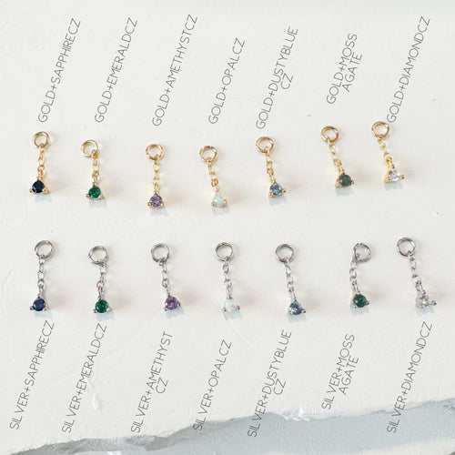 14g 16g 18g 6mm-12mm Dainty Tiny Diamond CZ Vera Dangle Charm Rook Piercing, cartilage piercing, helix hoop, clicker hoop, segment hoop