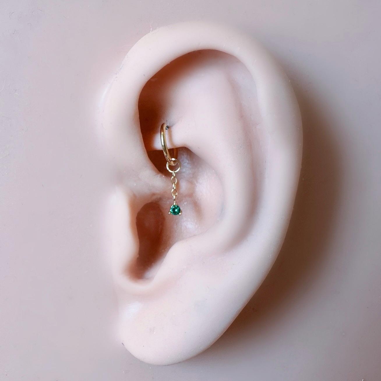 14g 16g 18g 6mm-12mm Dainty Tiny Dusty Blue CZ Vera Dangle Charm Rook Piercing, cartilage piercing, helix hoop, clicker hoop, segment hoop