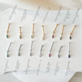 Dainty Gold Moss Agate Pear F136 Titanium 16G 18g Push Pin Flat Back Vertical Helix Piercing, Vertical hidden rook piercing