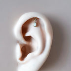 Dainty Sapphire CZ Pear F136 Titanium 16G 18g Push Pin Flat Back Vertical Helix Piercing, Vertical hidden rook piercing