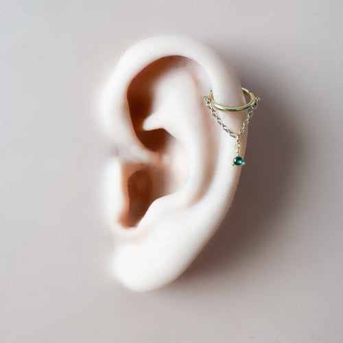 14g 16g 18g 6-12mm Dainty Gold Opal CZ Vera Dangle Charm Titanium Chain Hoop, conch hoop, gold hoop, helix hoop, conch piercing, segment