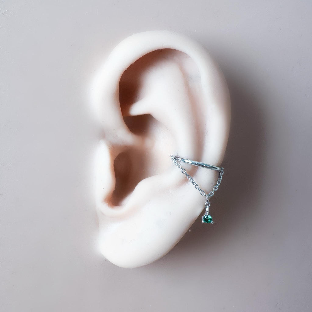 14g 16g 18g 6-12mm Dainty Silver Dusty Blue Vera Dangle Charm Titanium Chain Hoop, conch hoop, gold hoop, helix hoop, conch piercing segment
