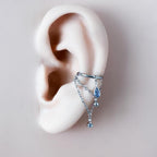 14g 16g 18g 6mm-12mm Dainty Selene Dusty Blue Double Chain Helix Piercing, conch earring, chain piercing, helix hoop, Surgical Steel Clicker