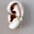 14g 16g 18g 6mm-12mm Dainty Selene DiamondCZ Double Chain Conch Piercing, conch earring, chain piercing, helix hoops, Surgical Steel Clicker