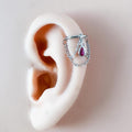 14g 16g 18g 6mm-12mm Pink Ruby CZ Camellia Implant Grade Titanium Chain Gem Hoop conch, septum piercing , conch hoop, gold hoop, helix hoop