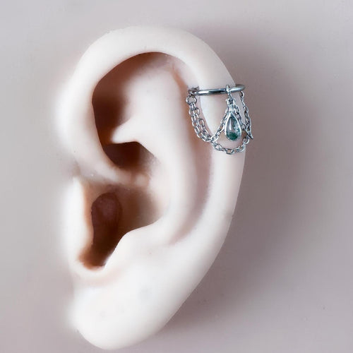 14g 16g 18g 6mm-12mm Moss Agate Camellia Implant Grade Titanium Chain Gem Hoop conch, septum piercing , conch hoop, gold hoop, helix hoop