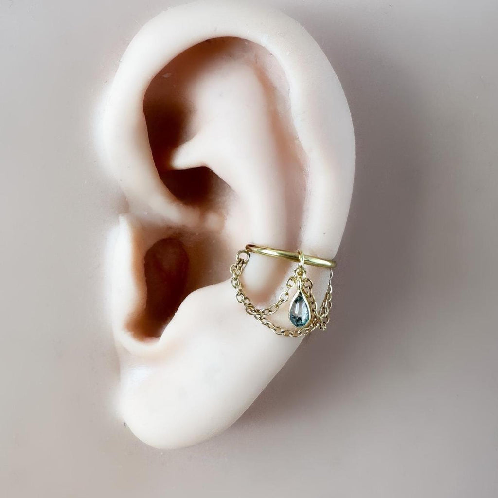 14g 16g 18g 6mm-12mm Camellia Implant Grade Titanium Chain Gem Hoop conch, septum ring piercing , conch hoop, gold hoop, silver hoop