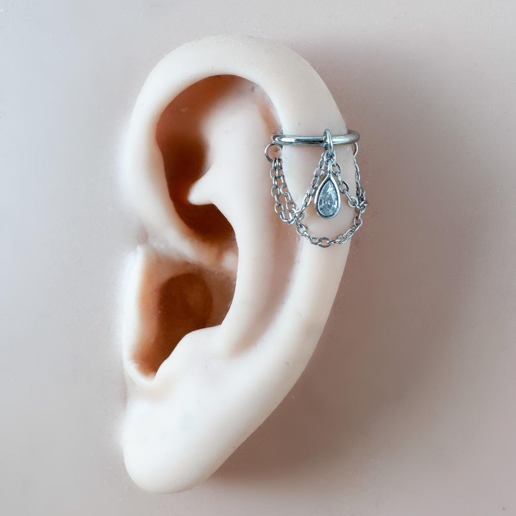 14g 16g 18g 6mm-12mm Camellia Implant Grade Titanium Chain Gem Hoop conch, septum ring piercing , conch hoop, gold hoop, silver hoop