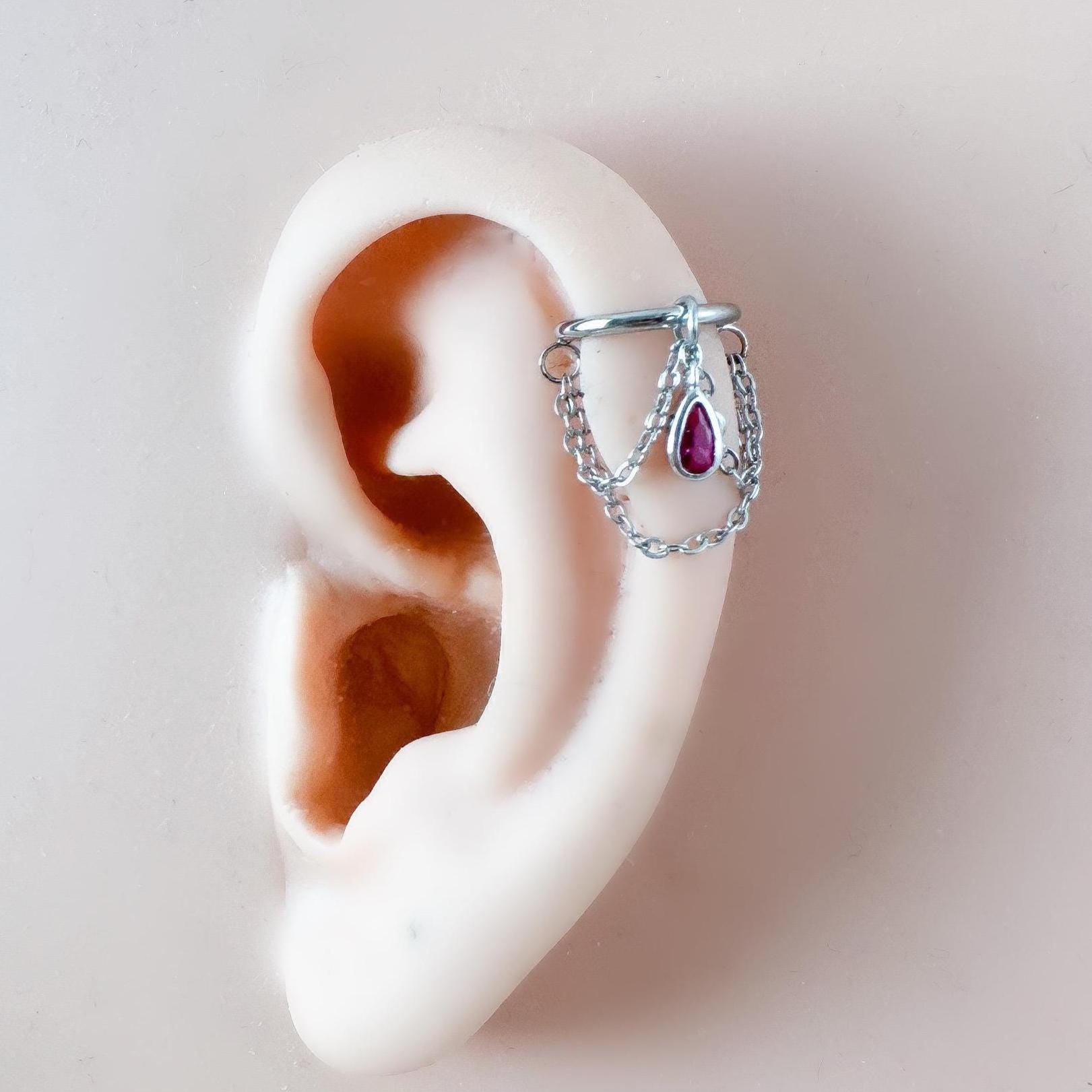 14g 16g 18g 6mm-12mm Camellia Implant Grade Titanium Chain Gem Hoop conch, septum ring piercing , conch hoop, gold hoop, silver hoop