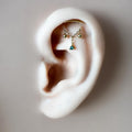 Dainty Hidden Helix Piercing 16g Titanium Selene Gold Emerald CZ flat piercing, helix labret, cartilage piercing, chain piercing, 6mm, 7mm