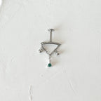 Dainty Hidden Helix Piercing 16g Titanium Selene Gold Emerald CZ flat piercing, helix labret, cartilage piercing, chain piercing, 6mm, 7mm