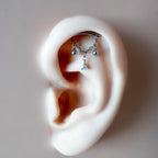 Dainty Hidden Helix Piercing 16g Titanium Selene Silver Emerald CZ flat piercing, helix labret, cartilage piercing, chain piercing
