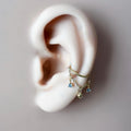 14g 16g 18g 6-12mm Dainty Gold Dusty Blue CZ Mini Selene Charm Titanium Chain Hoop, conch hoop piercing, gold hoop, silver hoop, helix hoop,