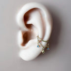 14g 16g 18g 6-12mm Dainty Gold Dusty Blue CZ Mini Selene Charm Titanium Chain Hoop, conch hoop piercing, gold hoop, silver hoop, helix hoop,