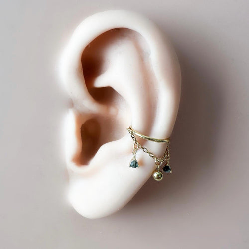 14g 16g 18g 6-12mm Dainty Gold Moss Agate Mini Selene Charm Titanium Chain Hoop, conch hoop piercing, gold hoop, silver hoop, helix hoop,