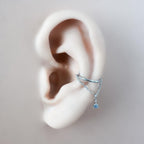 14g16g 18g 6-12mm Dainty Gold Sapphire CZ Vera Dangle Charm Titanium Chain Hoop, conch hoop, gold hoop, helix hoop, conch piercing segment